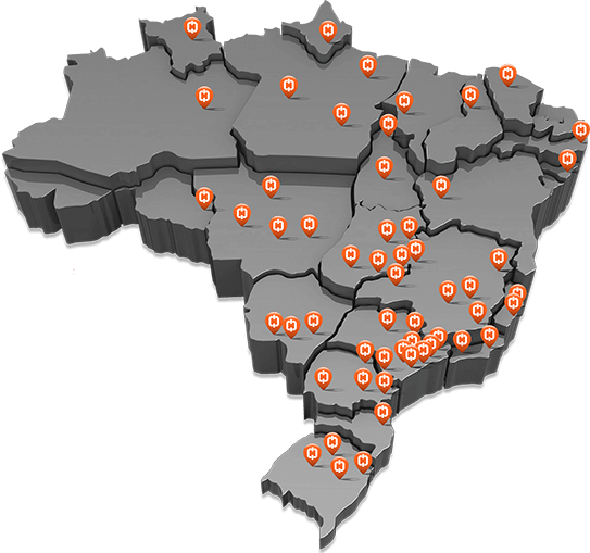 Mapa do Brasil com unidades Container Segurança